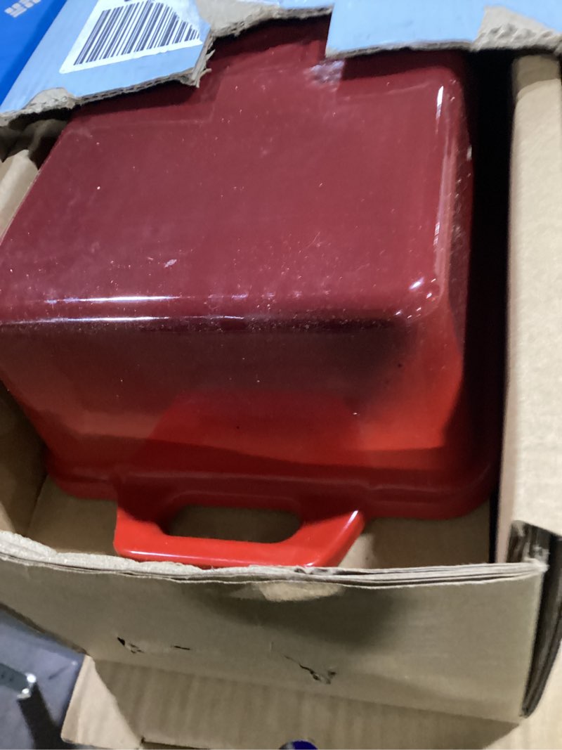 Condition photo showing New/Like New for 9x5 Inch Enameled Cast Iron Bread Loaf Pan with Lid, Perfect Sourdough Baking Pans | Even Heat Distribution for Homemade Bread, Cake, Meatloaf?2 Piece set?Red Cerise2