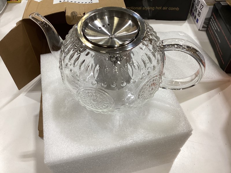 Condition photo showing Good Condition for amzcku 50oz/1500ml vintage glass teapot with removable infuser – stovetop safe, borosilicate glass tea kettle for blooming & loose leaf tea