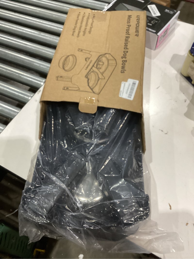 Condition photo showing New/Like New for URPOWER Mess Proof Slow Feeder Dog Bowls 4 Height Adjustable Elevated Bowl Stand with 2 Stainless Steel Dog Bowls and 1 Slow Feeder Non-Slip Food and Water Bowl Set for Small and Medium Dogs Black (Slow Feeder with Stainless Steel Bowls)