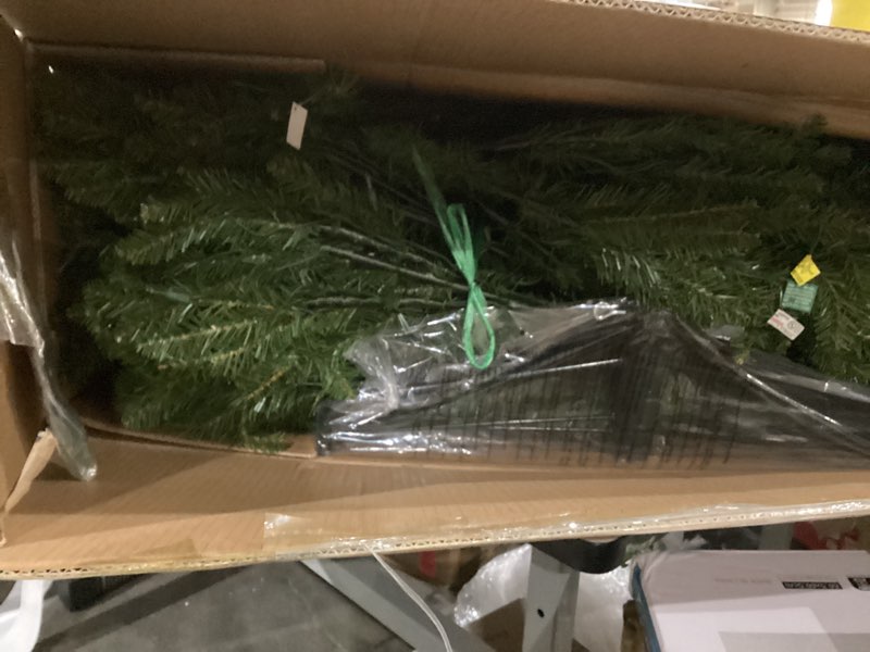 Condition photo showing As Is for National Tree Company 7 ft Pre-Lit Dunhill Fir Full Artificial Christmas Tree, 700 Clear Lights, 2,144 Tips, Includes Stand, Green
