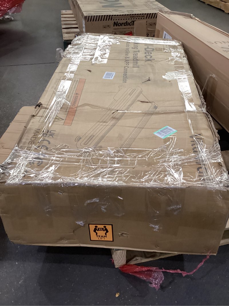 Condition photo showing As Is for Vitalwalk Full deck walking treadmill with auto incline and app connection 