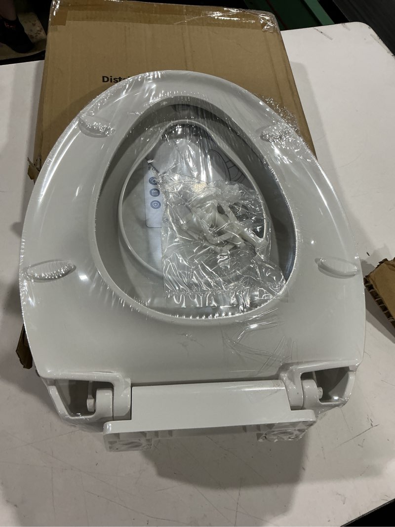 Condition photo showing Good Condition for toilet seat, elongated toilet seat with toddler seat built in, potty training toilet seat elongated fits both adult and child, with slow close and magnets- elongated white elongated with toddler seat