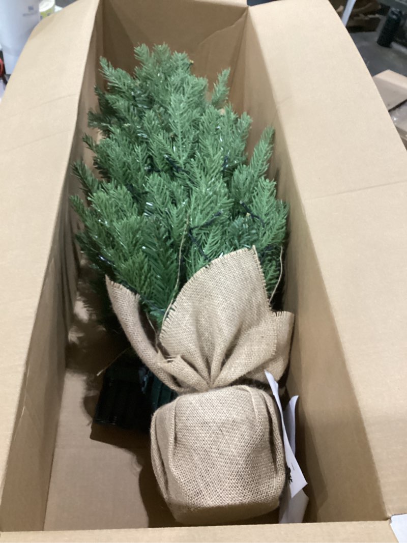 3ft Pre-Lit Mini Fir Christmas Tree,Artificial Pine Xmas Tree,106 PE Branches Tips & 84 PVC Branches