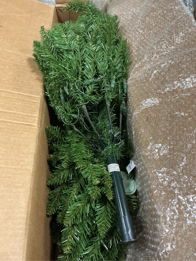 Condition photo showing Good Condition for National Tree Company 4.5 ft Pre-Lit Kingswood Fir Slim Artificial Christmas Tree, 150 Clear Lights, 330 Tips, Includes Stand, Green