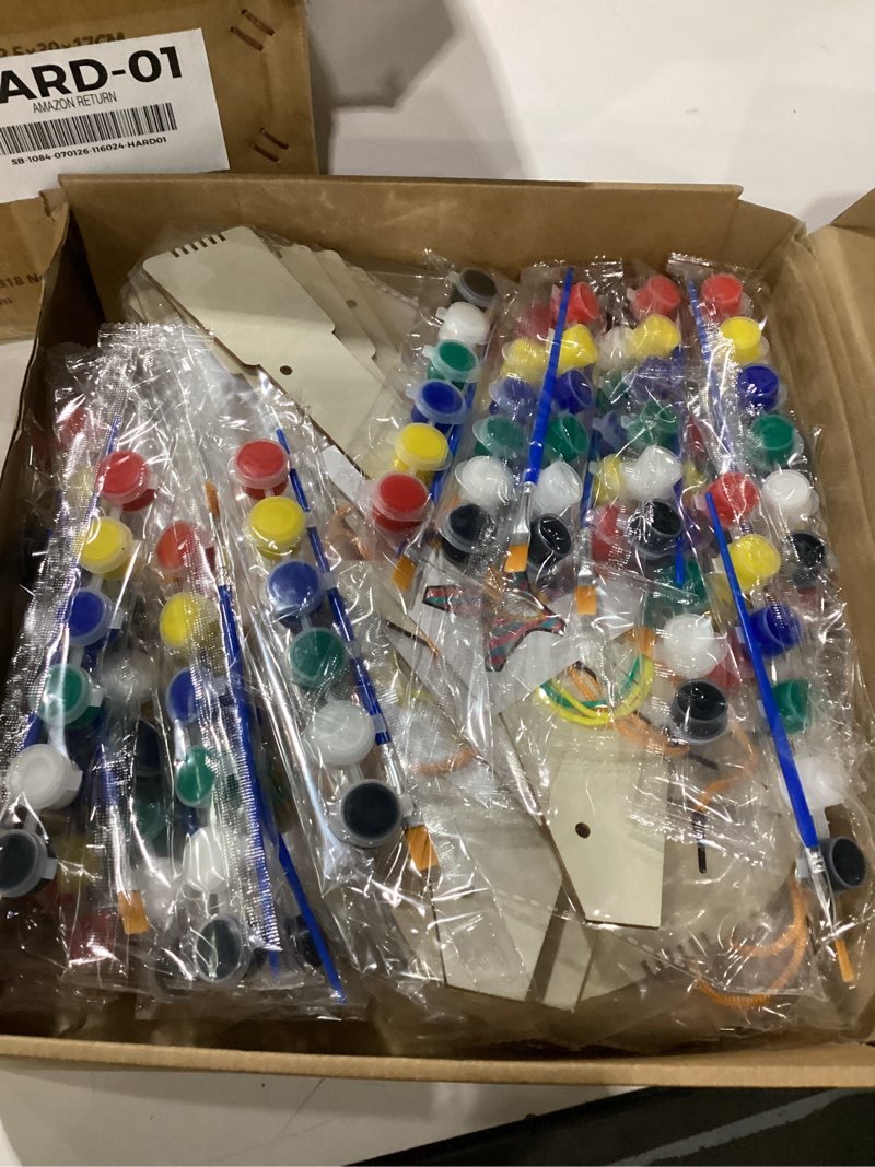 Condition photo showing New/Like New for syhood 36 pcs 18 sets diy wood guitar (6 difference designs) with pigments (6 colors), diy wood instruments gift for crafts art birthday music theme party(classic style)