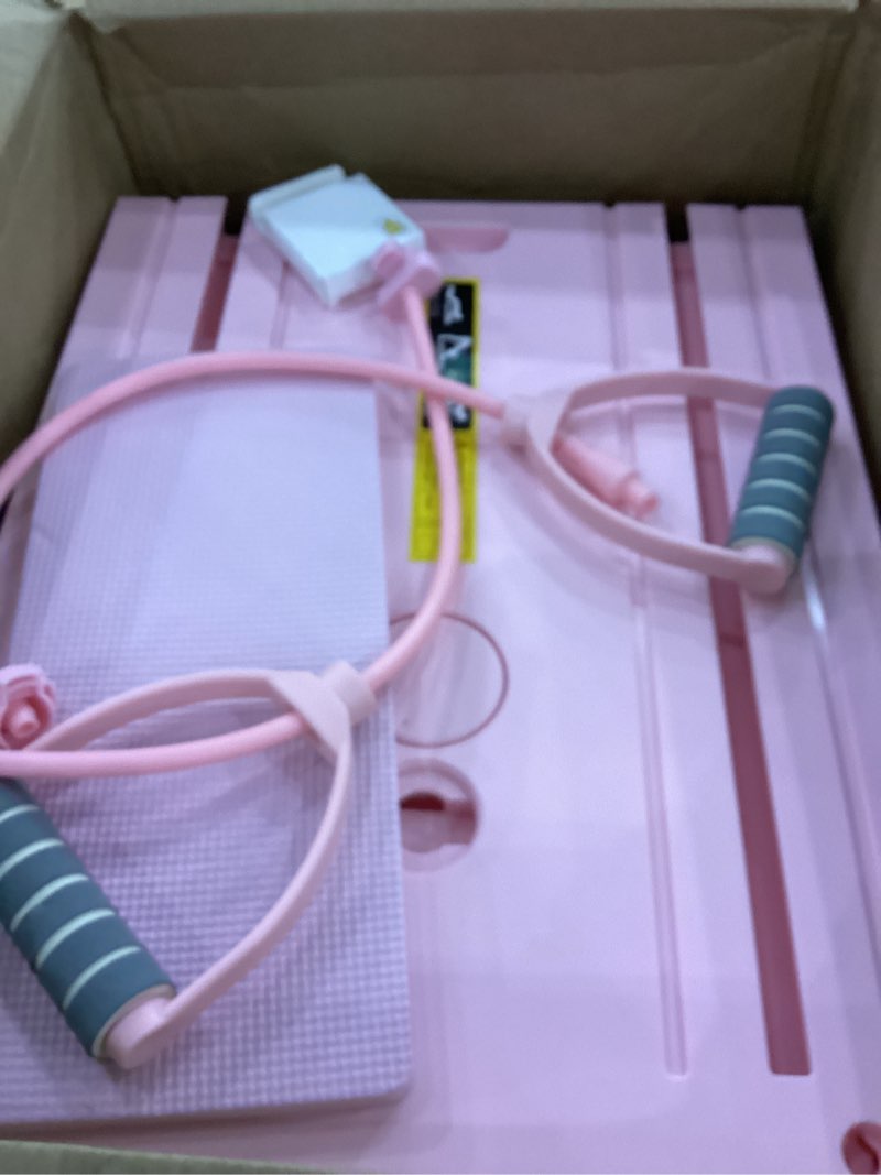 JANUA Pilates Board Reformer Set, 5 in 1 Multi-Purpose Foldable Pilates Sliding Board for Home, Pink