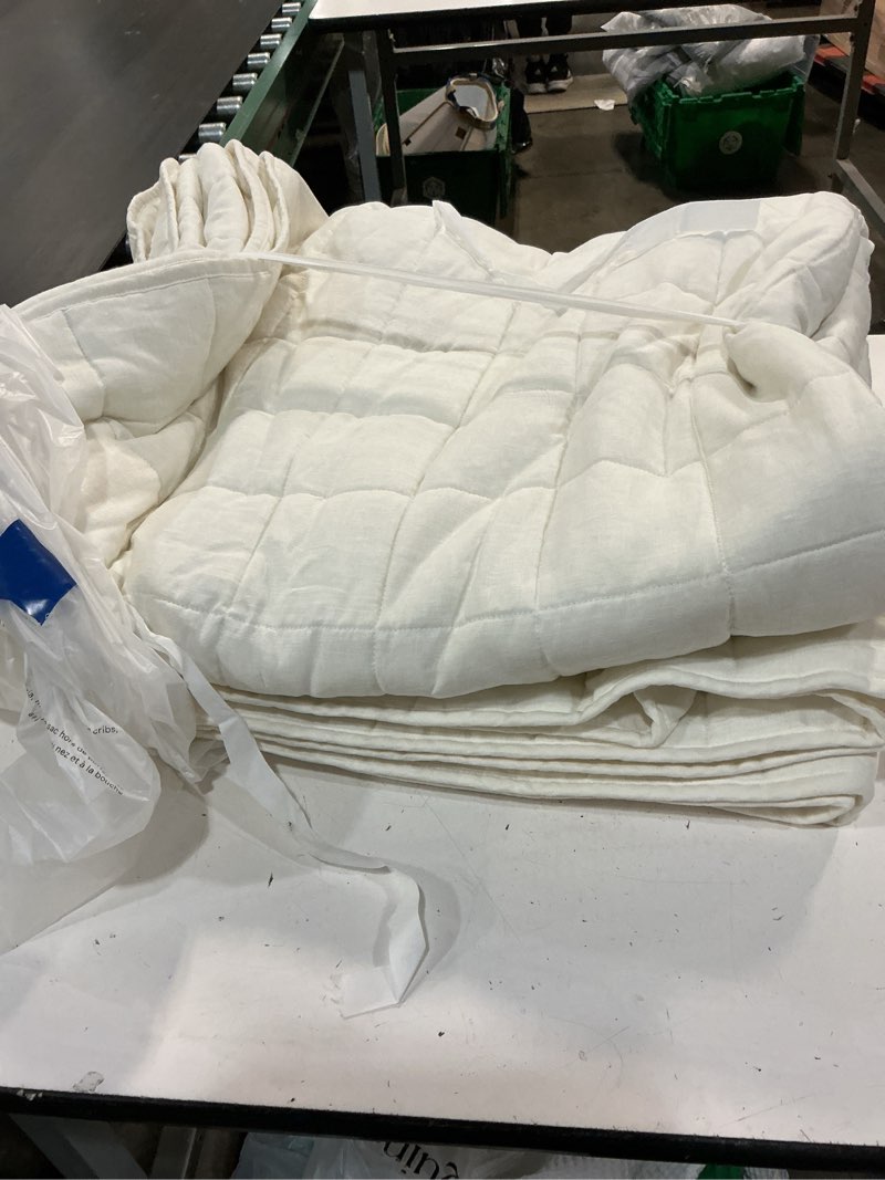 Condition photo showing Good Condition for quince lightweight european linen box quilt color:white size king