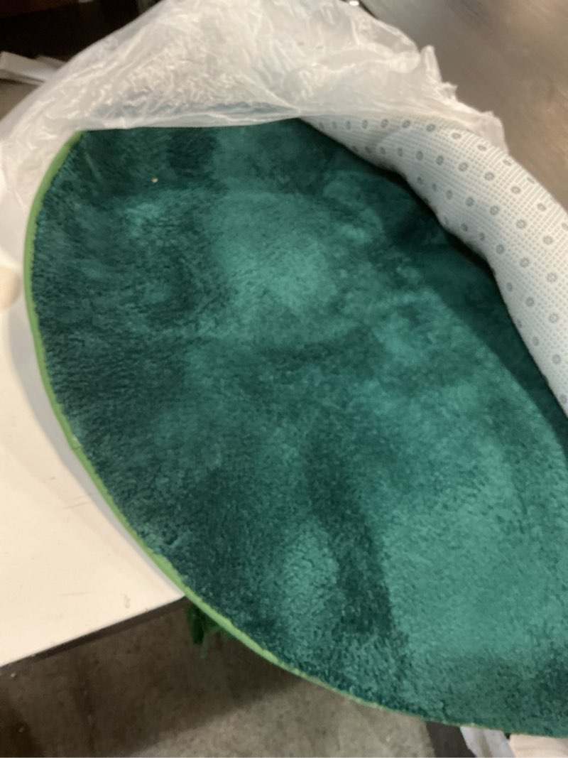 Condition photo showing Good Condition for JONATHAN Y SEU100L-5R Haze Solid Low-Pile Indoor Area-Rug, Coastal, Bohemian, Minimalist Easy-Washing,Bedroom,Kitchen,Living Room,Non Shedding, Emerald, 5' Round