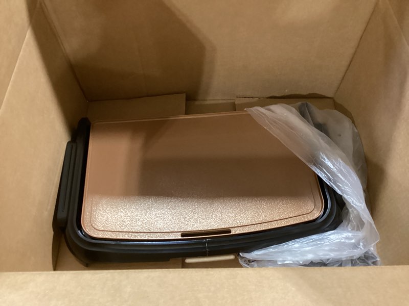 Condition photo showing Good Condition for bella xl electric ceramic titanium griddle, make 15 eggs at once, healthy-eco non-stick coating, hassle-free clean up, large submersible cooking surface, 12" x 22", copper/black 12" x 22" copper
