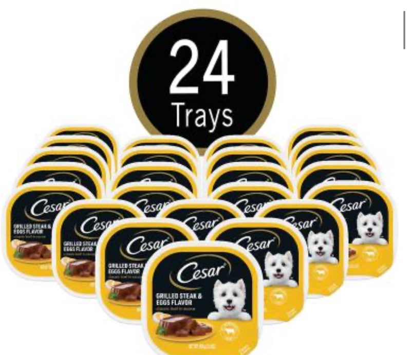 Give your dog a scrumptious meal to start and end the day right with CESAR Classic Loaf in sauce Breakfast Variety Pack Dog Food Trays. Fortified with vitamins and minerals, our savory dog food gives your pampered pooch a meal just like yours — with complete and balanced nutrition made just for them. Breakfast & Dinner served in convenient trays with no-fuss, peel-away freshness seals, the CESAR Brand makes mealtime easy at any time of day. Best of all, our gourmet wet dog food uses ingredients formulated to meet nutritional levels established by the AAFCO dog food nutrient profiles for maintenance. BEST BY /08/2025