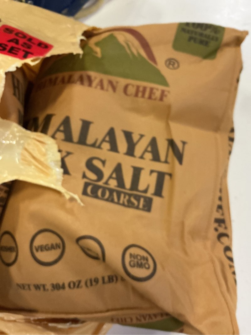 Condition photo showing New/Like New for best by-mar/30) himalayan chef pink salt coarse grain, salt for grinder refill - 5 lbs bags | 100% natural salts, non-gmo & gluten free, food grade with rich of 84 minerals - pack of 2 160 ounce (pack of 1) pink salt coarse bag - 5lbs (pack of 2)