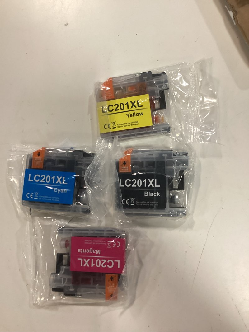 Condition photo showing New/Like New for lc201 (lc-201) color (bk/c/m/y) ink cartridge 4-pack (includes 1 lc201bk, 1 lc201c, 1 lc201m,1 lc201y) - lc203 ink cartridge replacement for brother mfc-j460dw mfc-j480dw mfc-j485dw mfc-j880dw printer