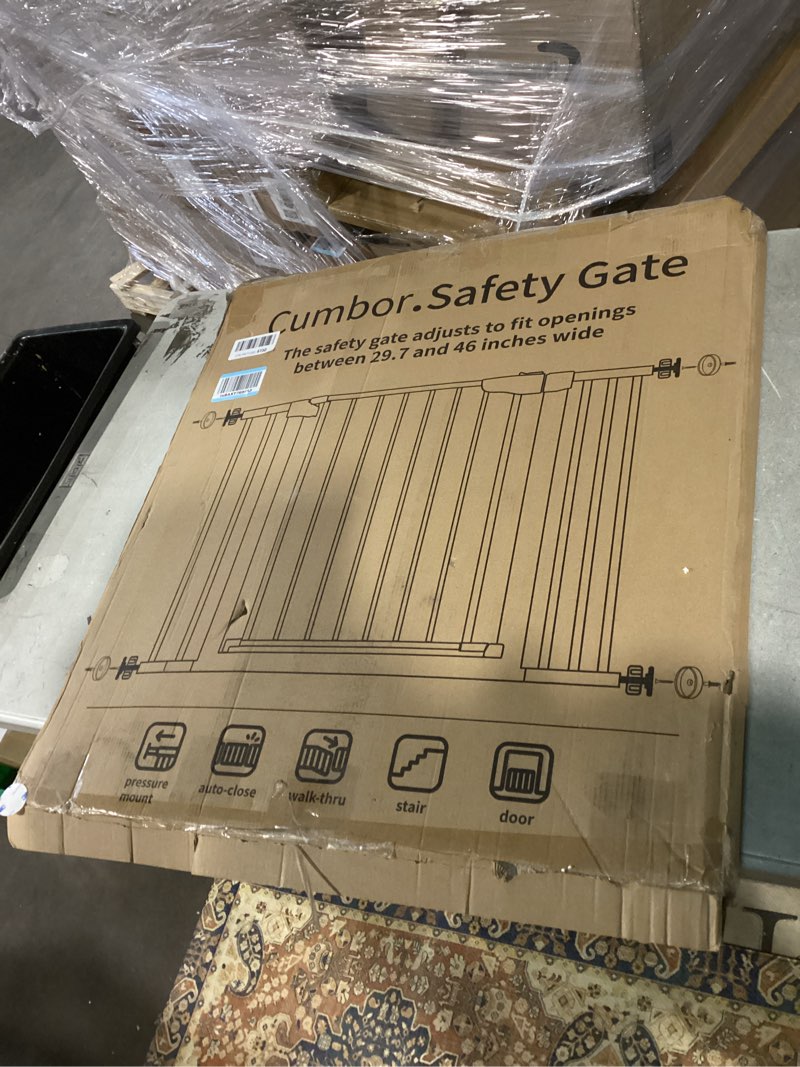 Condition photo showing Good Condition for Cumbor 29.7-46" Baby Gate for Stairs, Mom's Choice Awards Winner-Auto Close Dog Gate for The House, Gifts for Mom, Easy Install Pressure Mounted Pet Gates for Doorways, Black