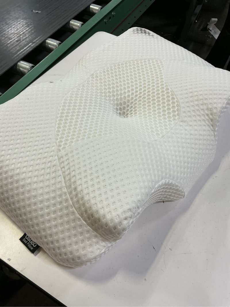 Condition photo showing As Is for Osteo Cervical Pillow for Neck Pain Relief, Hollow Design Odorless Memory Foam Pillows with Cooling Case, Adjustable Orthopedic Bed Pillow for Sleeping, Support for Side Back Sleepers