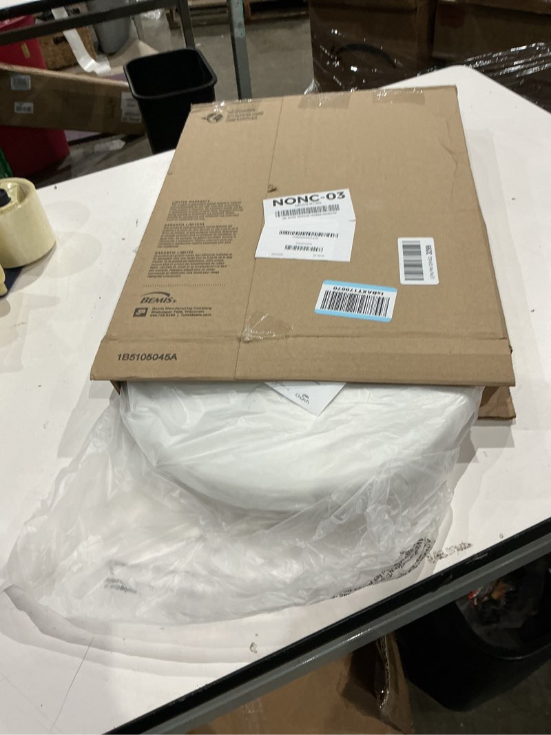 Condition photo showing As Is for bemis 730slec slow close toilet seat, easy clean hinges and durable plastic seat, made in usa, round, white