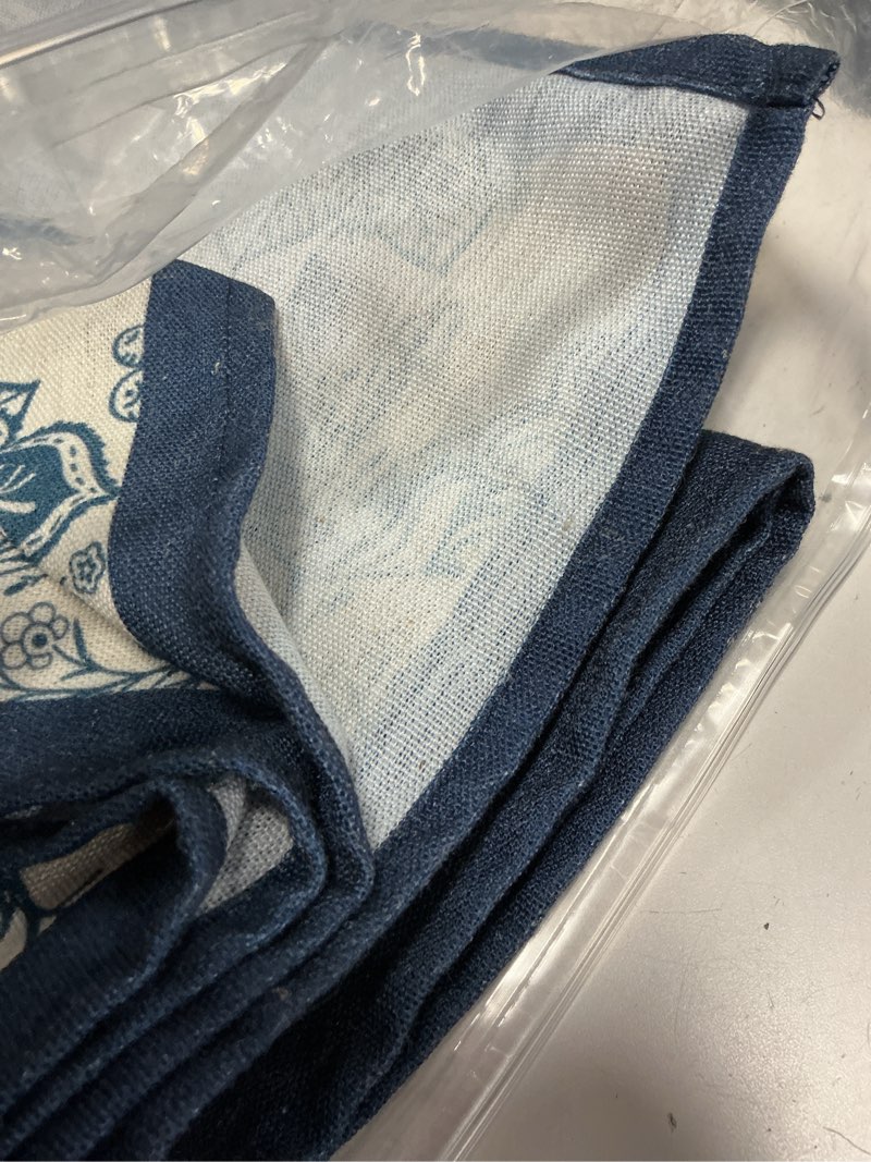 Condition photo showing Good Condition for isaenne designer vintage linen table runner,87"x12"-ruyi b | chinoiserie elegant tablerunner 87 inches long,blue floral pattern,dining table,kitchen decor,thanksgiving,banquet ruyi b 12x87 inches
