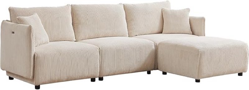 (incomplete) (only left side) czat1065. 134260478 - 2c 103.5\\\" w corduroy l- shape sofa with adjustable chaise & storage