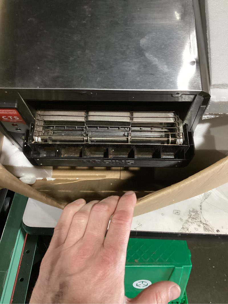 Condition photo showing As Is for waring commercial cts1000 coneyer toaster, 450 slices per hour, 120v, 1800w, 5-15 phase plug