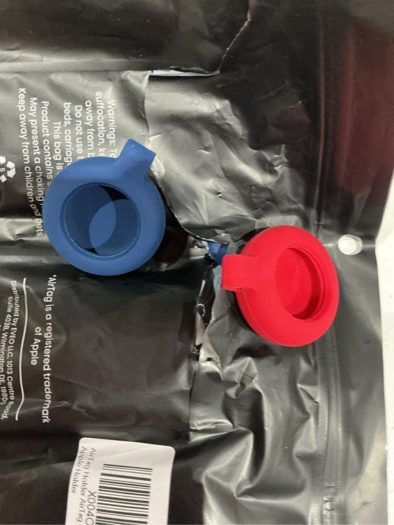 Condition photo showing Good Condition for eveo airtag keychain holder – 4 pack airtag holder keychain, secure apple airtag case keychain air tag holders cover | for apple airtags 4 pack, for keys, bags, pets, apple airtag not included. black, blue, white, red keychain - 4 pack