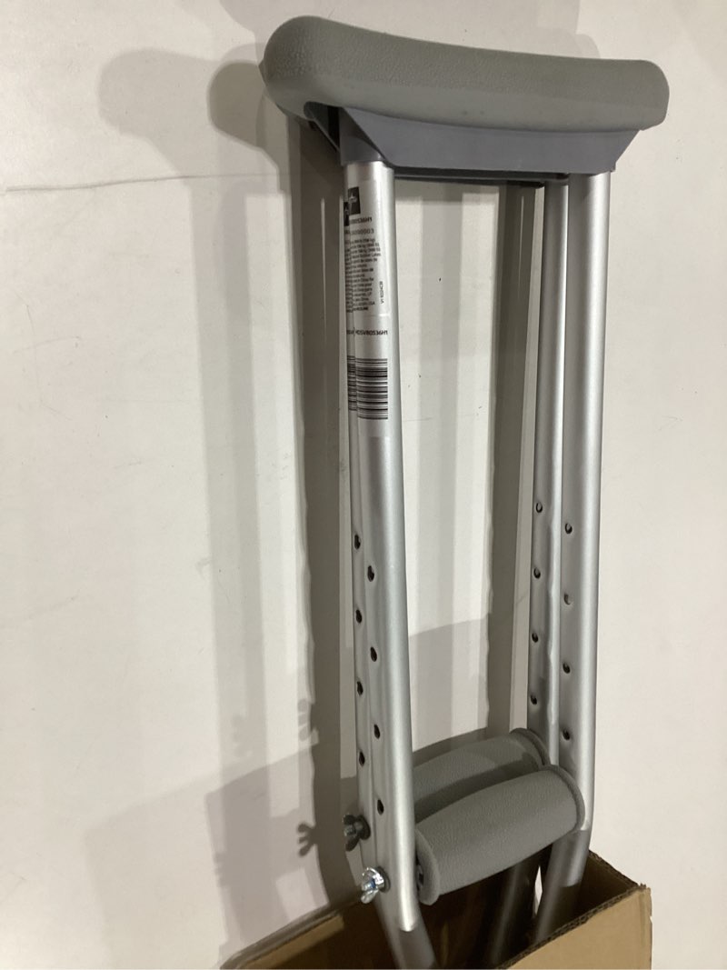 Condition photo showing As Is for medline youth aluminum guardian crutches for kids, adults & seniors 4’6”–5’2”tall, walking aid for reliable balance, comfortably holds up to 300 lbs. small, 4'6"-5'2"