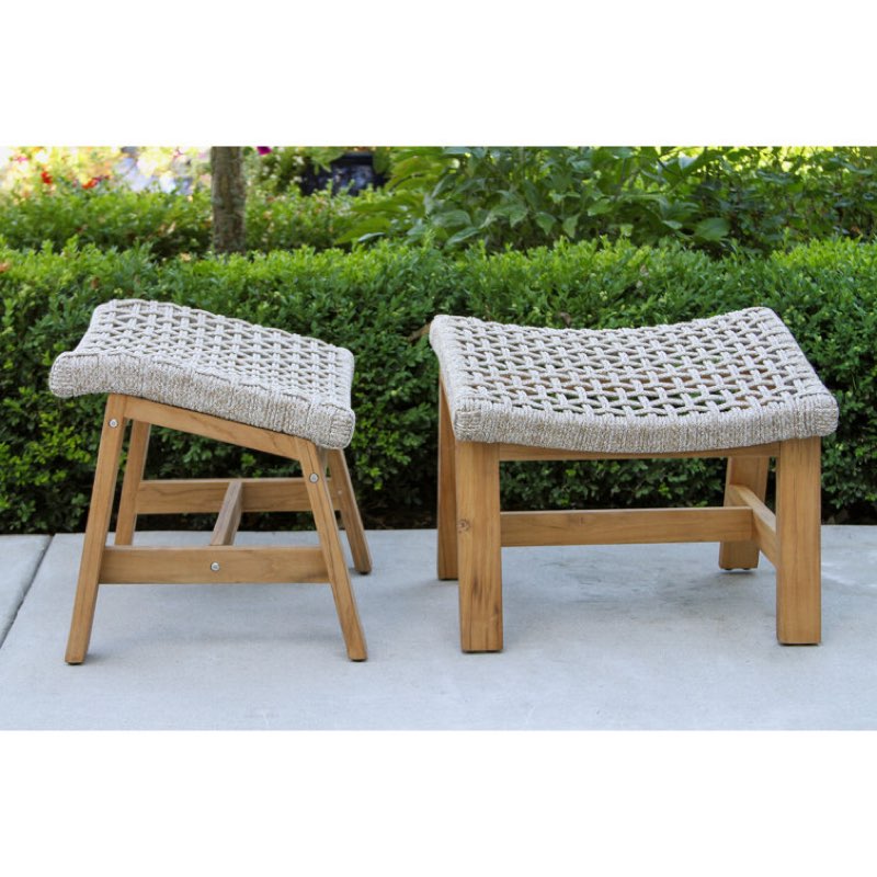 (Similar to stock photo)Cael Outdoor Teak Ottoman - Set of 2, Gray