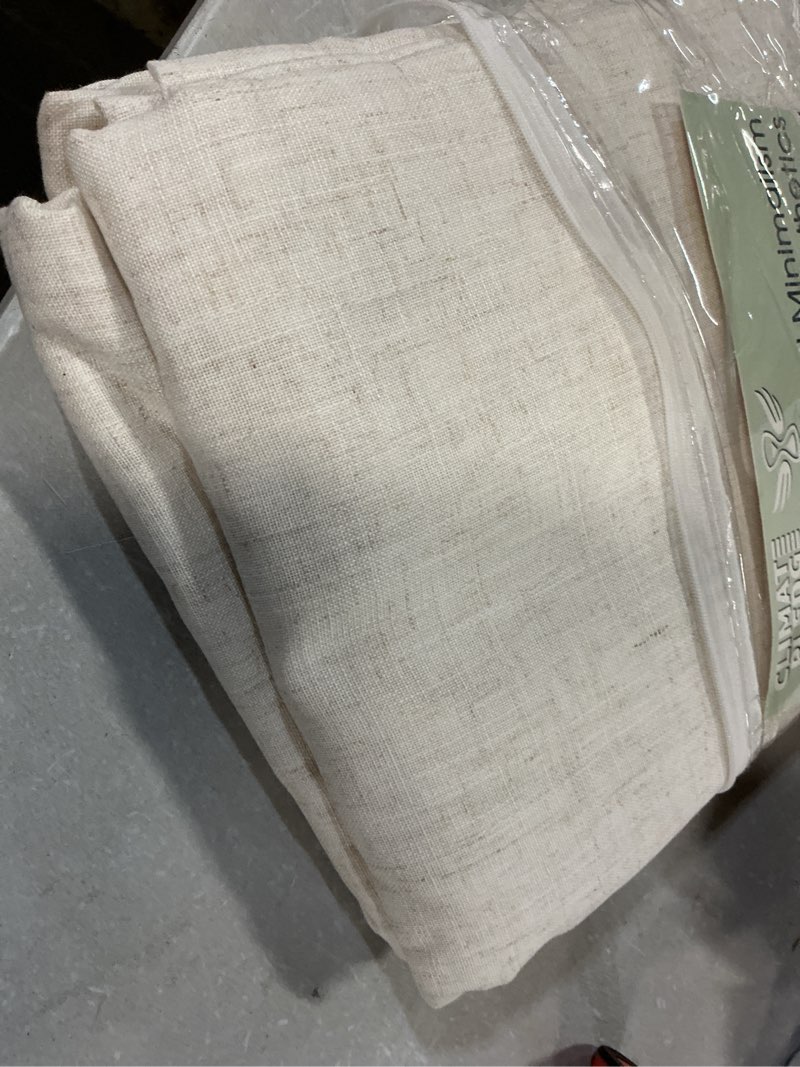 Condition photo showing Good Condition for natural linen curtains 84 inch length 2 panels cream white pleated linen drapes for living room semi sheer light filtering modern farmhouse aesthetic neutral window curtain back tab loop ivory cream 52"w x 84"l (pack of 2)