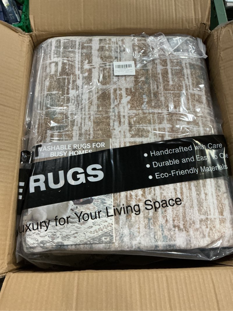 Condition photo showing New/Like New for 10x12 area rug for living room: washable large neutral abstract carpet modern soft low pile non-slip for bedroom dining room home office nursery for kids pets indoor floor decor blue brown blue brown 10' x 12'