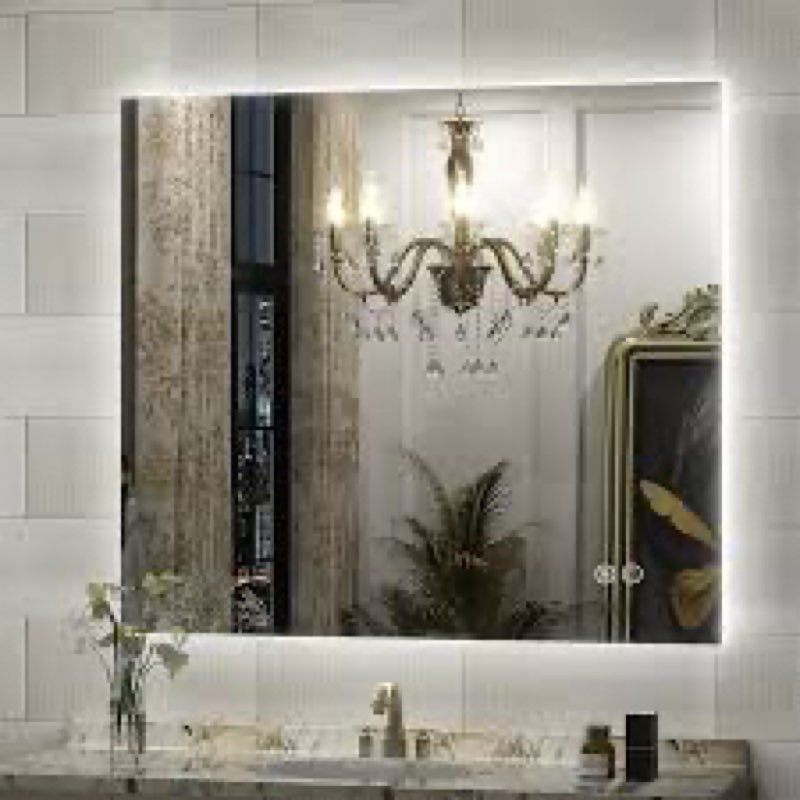 Aevar Super Bright 192 LEDs/m Back LED Lighted Anti-Fog Tempered Glass Bathroom/Vanity Mirror with ETL & 3-Year Warranty