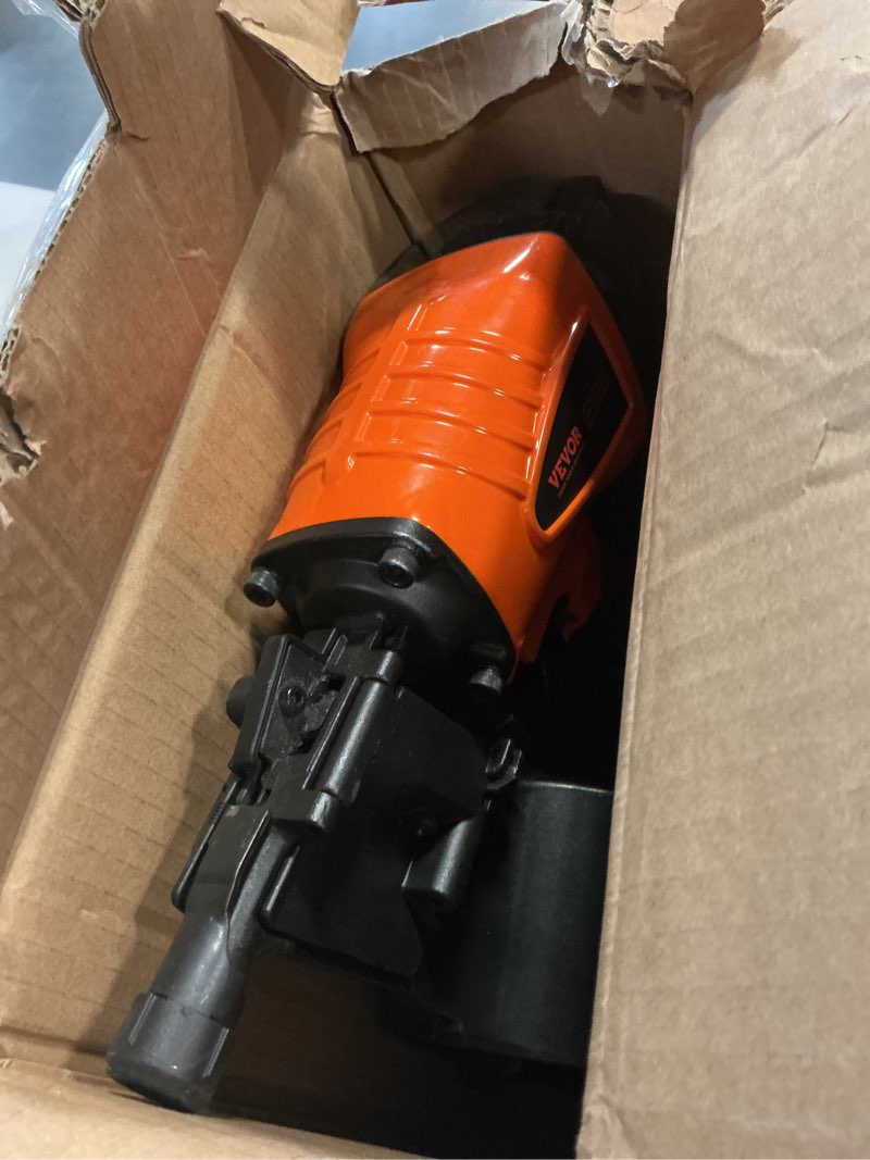 Condition photo showing As Is for VEVOR Coil Siding Nailer CN65, 1-1/4" to 2-1/2" 15 Degree Pneumatic Siding Nail Gun with Tool-Less Depth Adjustment, 70-120PSI Air Coil Nailer for Siding, Pallet Sheathing, Wooding, Fencing, Decking CN65(1-1/4" to 2-1/2")
