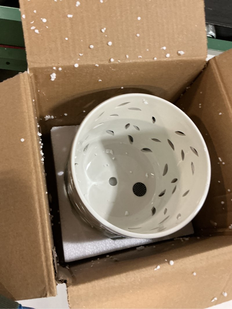 Condition photo showing Good Condition for EFISPSS Orchid Pots with Drainage Holes and Tray, 7 Inch Ceramic Flower Pot for Indoor or Outdoor Orchid Care, Promoting Air Circulation and Drainage - White White 7