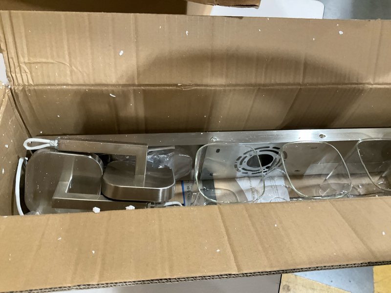 Condition photo showing As Is for 4-light bathroom light fixtures, brushed nickel vanity lights for bathroom, kitchen, living room, modern bathroom vanity lights with clear glass shades brushed nickel 4-light