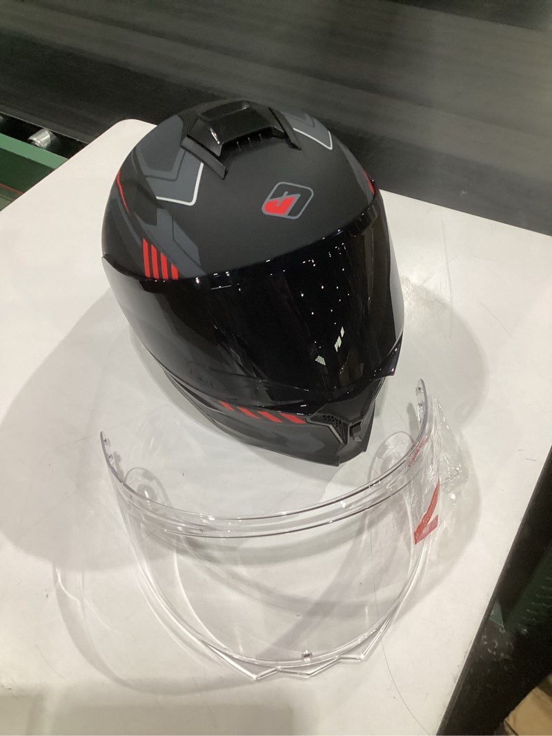 Condition photo showing Good Condition for motorcycle helmet,motorcycle dual visor flip up modular full face helmet jr-815,dot approved motorbike helmet with 2 visors for adults men women(m,matte red evolve) matte red evolve medium
