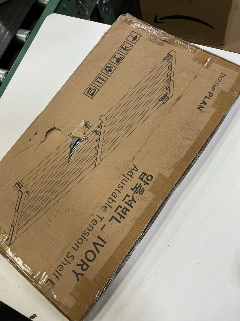 Condition photo showing New/Like New for Hershii Closet Tension Shelf Expandable Telescopic Rod Heavy Duty Clothes Hanging Rail Adjustable DIY Storage Organizer Shoe Rack for Garage Bathroom Kitchen Bedroom 65-110cm/25.59-43.30inches With Hanging Rod