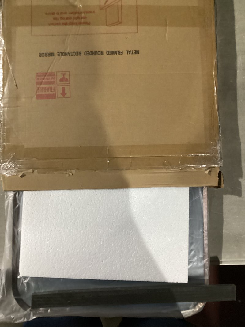 Condition photo showing Good Condition for 16x24 Bronze Bathroom Mirror, Rounded Rectangle Bronze Frame Mirror, Brushed Bronze Bathroom Vanity Mirror Wall-Mounted, Anti-Rust, Hangs Horizontally or Vertically 24"L x 16"W Bronze