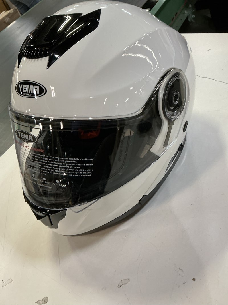 Condition photo showing As Is for Motorcycle Modular Full Face Helmet DOT Approved - YEMA YM-926 Motorbike Moped Street Bike Racing Crash Helmet with Sun Visor for Adult, Men and Women - White,Small S