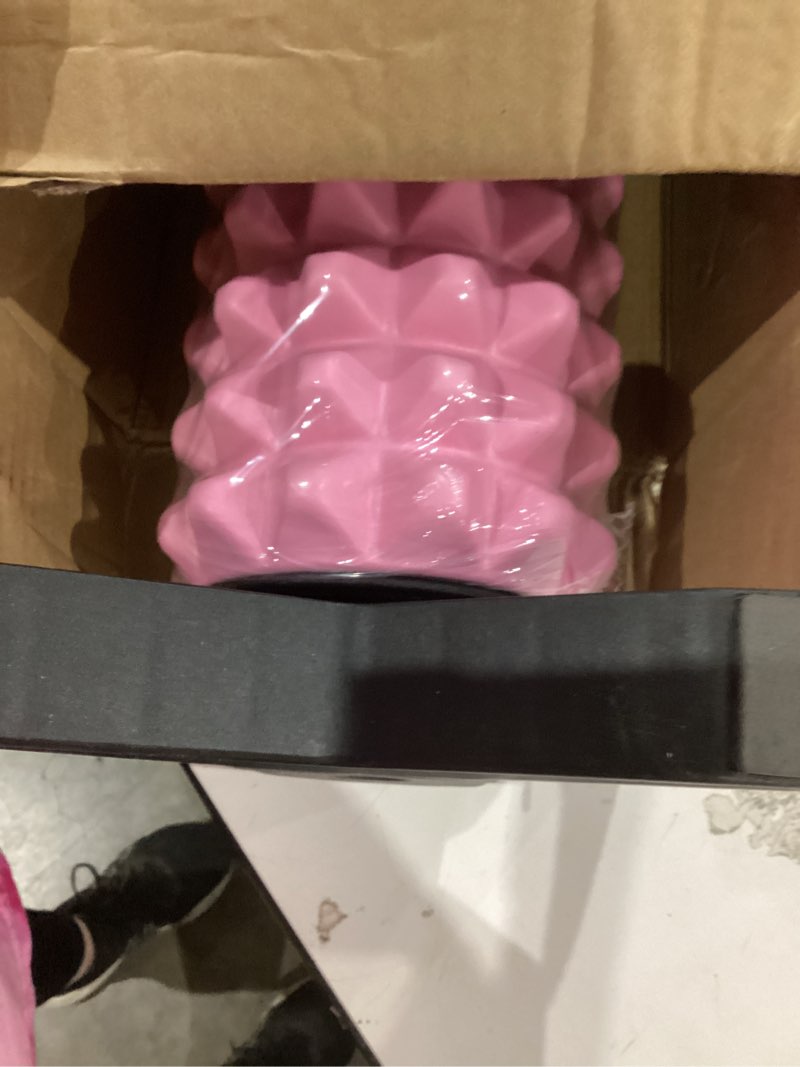 Condition photo showing New/Like New for runwe foam roller with stand - bracket foam roller for back pain, 21 inch trigger point deep tissue massage roller, medium density grid bracket foam rollers, leg roller for muscles deep tissue