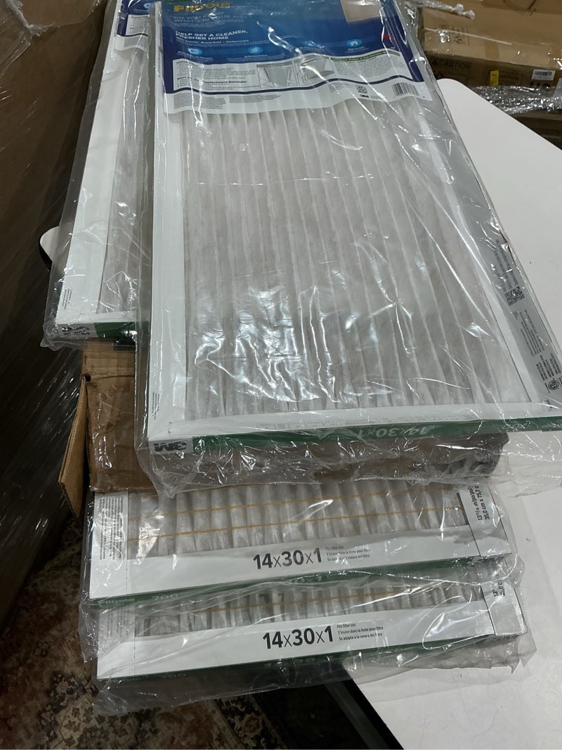 Condition photo showing As Is for filtrete 14\"x 30\"x 1\" mpr 700 dust pollen and pet dander electrostatic air filter: merv 8, furnace & ac 4 pack