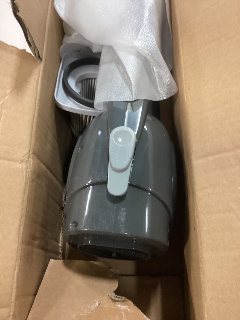 Condition photo showing As Is for amazon basics 2-in-1 corded stick vacuum cleaner, converts to handheld, lightweight (3.9 lbs), with washable filter, crevice tools, 0.5l dust cup, self-standing, 19.7-ft cord, 300w, black