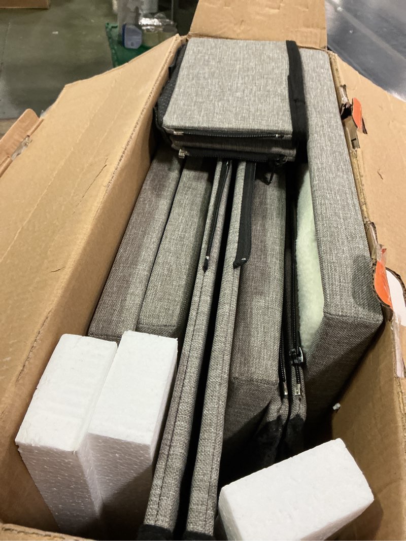 Condition photo showing New/Like New for Dog Stairs 23" H, 4-Step Wider Dog Steps for High Beds Window, Folding Storage Pet Stairs Gift for Small/Medium/Large Old Dogs Cats, Ramp for Climbing Car Up to 200 lbs (Gray, with Condo) Gray 4 Steps with Condo(43"D x 17"W x 23"H)