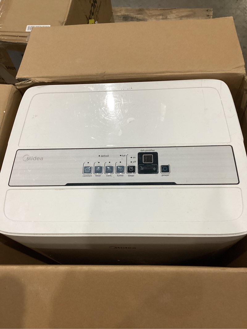 Condition photo showing As Is for midea 3,000 sq. ft. dehumidifier for basement, with reusable air filter 35 pint - ideal for basements, large & medium sized rooms, and bathrooms (white) 3,000 sq. ft. - wifi