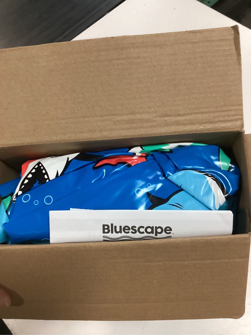 Condition photo showing New/Like New for bluescape blue shark 3-ring inflatable swimming pool for kids, round, age 2 & up, unisex