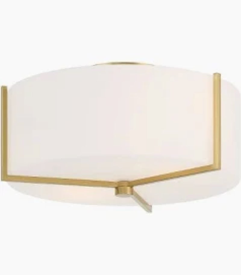 allen + roth fowler 13.25-in gold indoor 2 -light semi-flush mount light