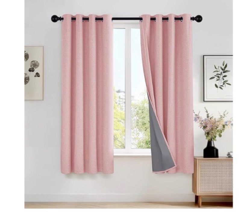 Deconovo Faux Linen Total Blackout Curtains Grommet Noise Reducing Panels with Black Backing for Liv