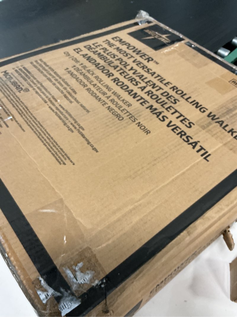 Condition photo showing Good Condition for medline premium empower rollator walker with memory foam seat, gray & black, 300 lb. weight capacity, 8” wheels, microban* technology, cupholder, rolling walker for mobility impairment