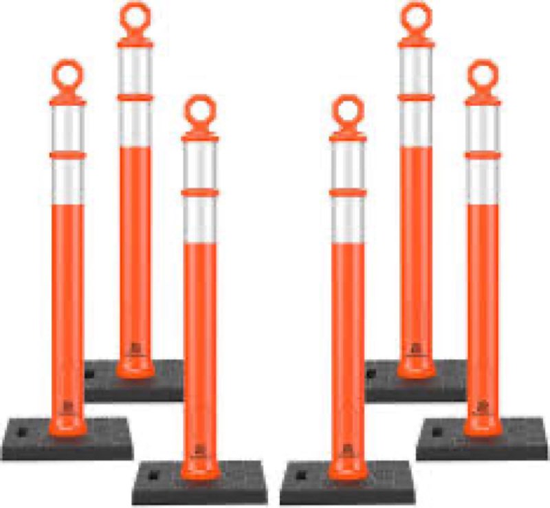 RoadHero 42 Inch Delineator Post with Base, Portable Orange Traffic Delineator Posts Cones with Refl