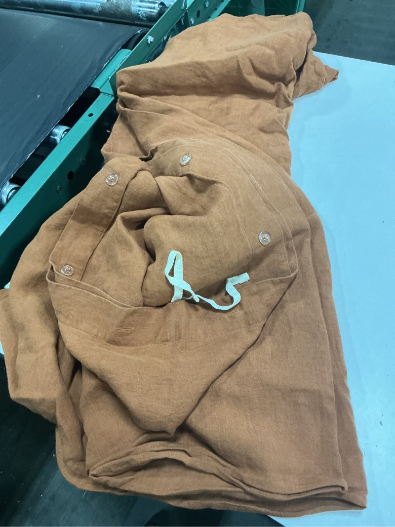 Condition photo showing As Is for quince european linen cover terracota queen 