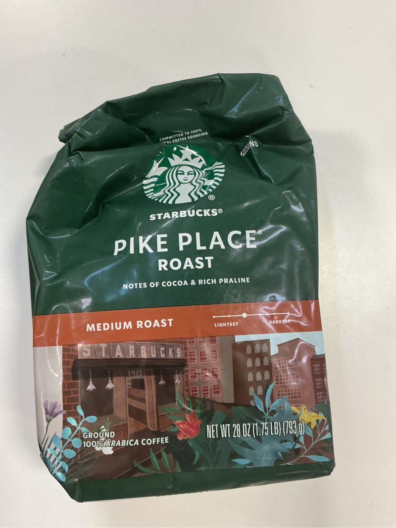 Condition photo showing New/Like New for Starbucks Ground Coffee, Medium Roast Coffee, Pike Place Roast, 100% Arabica, 1 Bag (28 Oz)