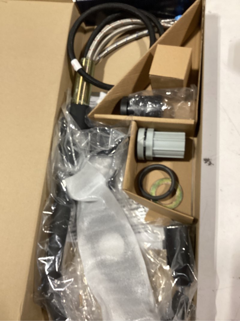 Condition photo showing As Is for project source tucker matte black single handle pull-down kitchen faucet with sprayer (deck plate included)