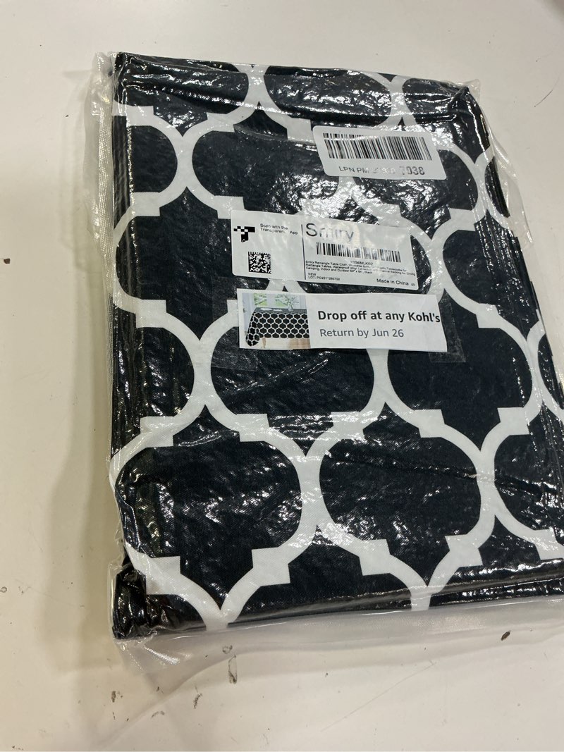 Condition photo showing New/Like New for smiry rectangle table cloth, waterproof vinyl tablecloth with flannel backing for rectangle tables, wipeable spillproof plastic tablecloths for dining, camping, indoor and outdoor (60"x84", black) 84" x 60" (rectangular) black 1
