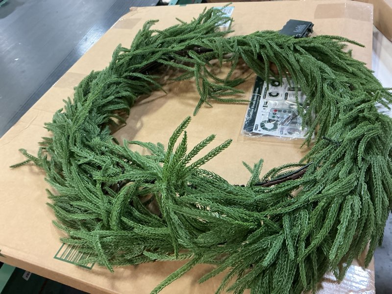 Condition photo showing Good Condition for Amorise 26" Christmas Wreath for Front Door,Real Touch Artificial Norfork Pine Wreath for Outoor Inooor Porch,Window,Wall,Xmas,Thanksgiving Day Home Decor style1